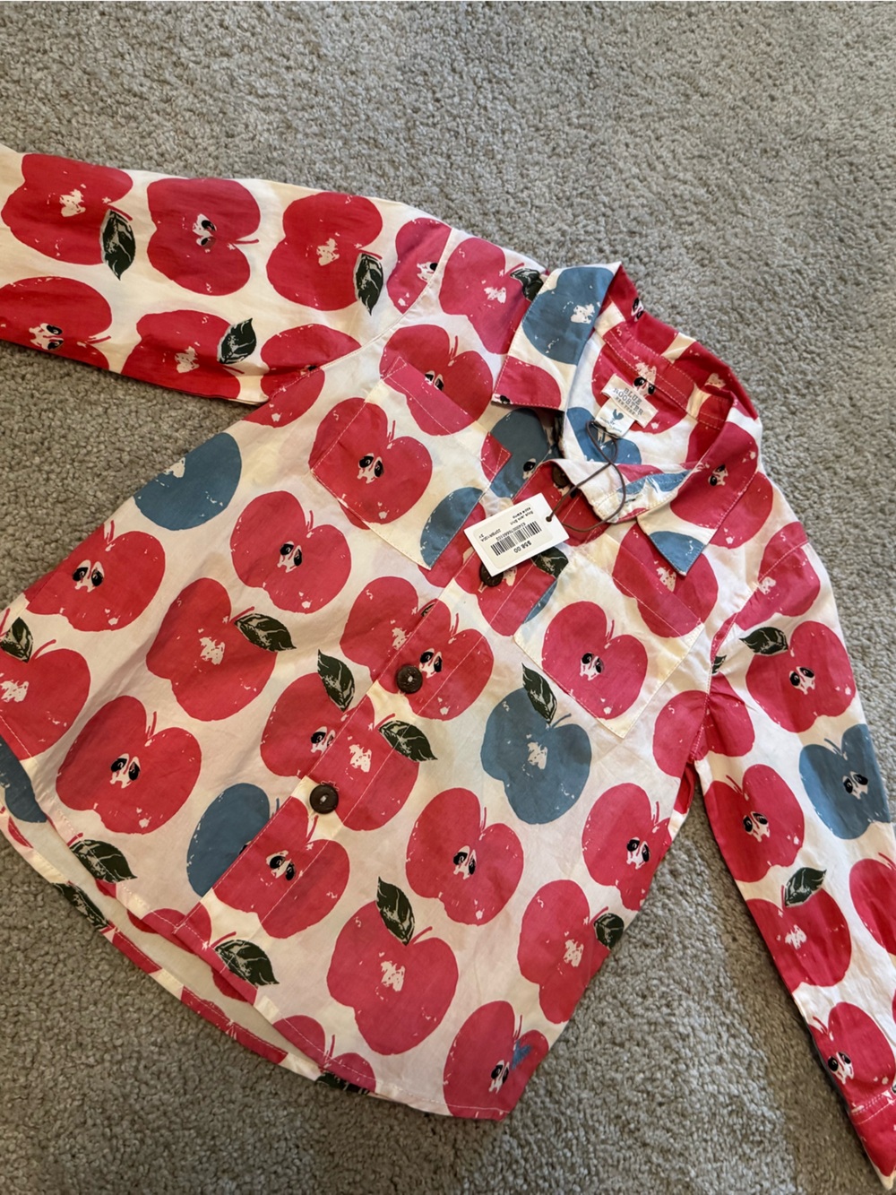 Blue Rooster Collection Kids Button-Down Shirt Apple Print